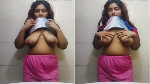 Barcelona t-shirt girl showing viral huge boobs