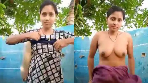 Bengali village girl bathing nude outdoors