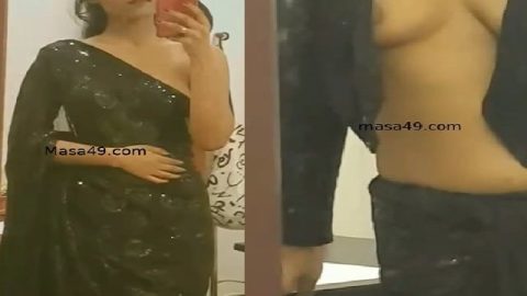 Desi girl saree removing boob show in mirror