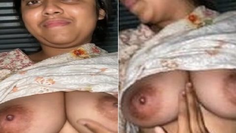 Desi lady big boobs pressing by lover viral MMS