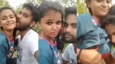Desi village teen girl boobs pressed and sucked outdoor