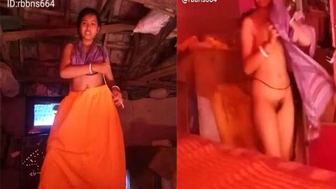 Desi young village wife changing dress on cam