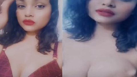 GF showing big boobs and teasing by hiding nipple
