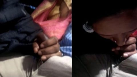 Indian Wife gives blowjob in bus