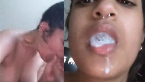 Indian girl blowjob to big dick and cum drinking