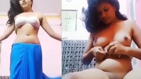 Indian girl stripping saree and complete nude show