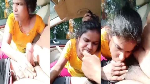 Marathi Randi giving blowjob inside car