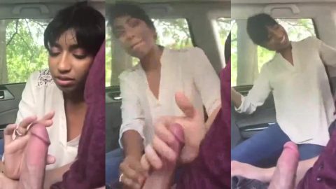 NRI girl Sana makes foreigner friend cums in car through her hand skills