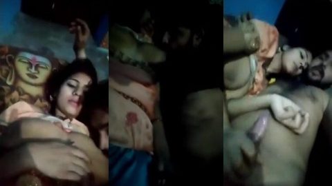 Newly married couple hot night romance and blowjob