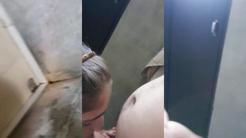 Newwed cute bride pleasing husband with early morning blowjob and kiss