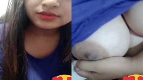 Paid girl shows her boobs on video call