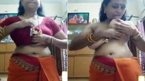 Tamil iyer maami showing milky boobs viral clip