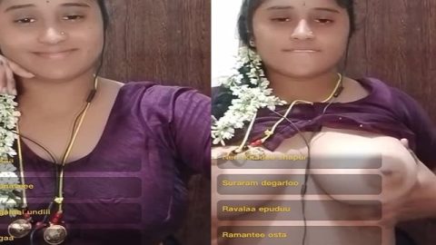 Telugu Chamet girl shows big laddoos on live chat
