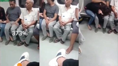 Viral Metro girl secretly giving blowjob to boyfriend in public