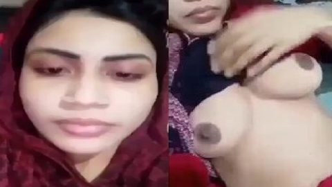 Beautiful girlfriend selfie nude boobs show MMS