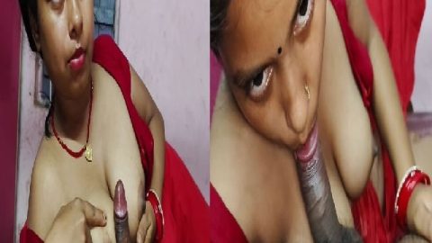Bhabhi sensual blowjob with open blouse boobs show