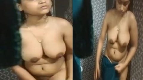 Big boobs Indian sister after bath wearing dress
