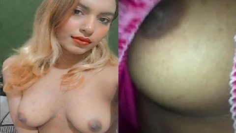Blonde hair Indian girl boobs show viral MMS