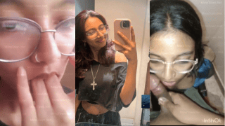 Cute Christian Girl Glasses Naughty Finger Lick Blowjob
