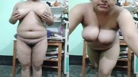 Chubby girlfriend nude striptease big boobs show