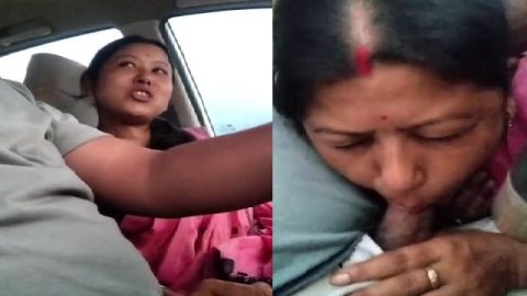 Cute Assamese wife blowjob to husband in running car