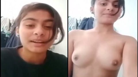 Cute Indian college girl topless selfie viral MMS