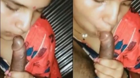 Cute Indian wife giving blowjob
