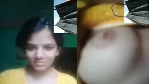 Cute girl video call sex chat showing boobs
