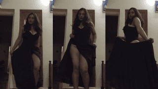 Sexy Delhi Model Black Dress Strip Boobies Twerk Ass