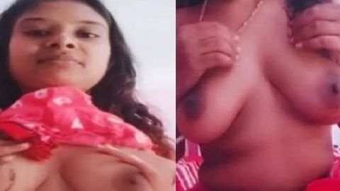 Girlfriend pulling big boobs out from dress