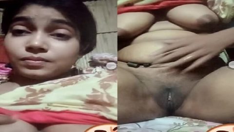 Horny bhabhi video call fingering her shaved pussy