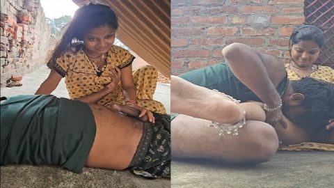 Horny village couple sex on rooftop with oral sex