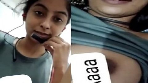 Hot GF boob show on cam for the first time
