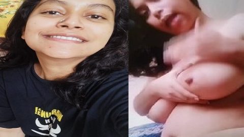 Huge boobs pressing girlfriend Desi sexy MMS