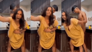 Devar Removes Bhabhi Panties In Kitchen Fucks From Behind