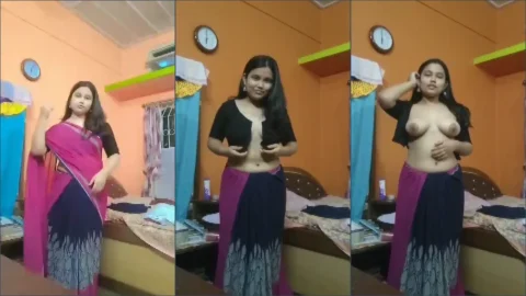 Cute desi girl saree nude recording strip boobs show