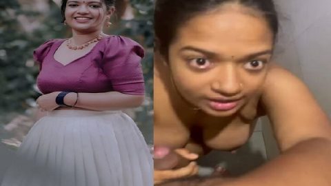 Mallu girl in bathroom gives blowjob to boyfriend