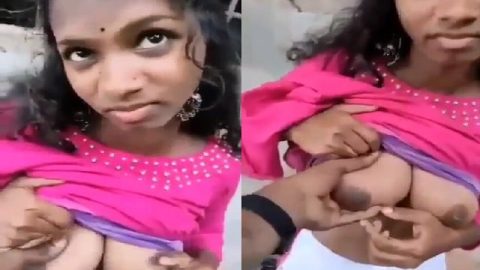 Mallu slut boob press outdoors for money viral MMS