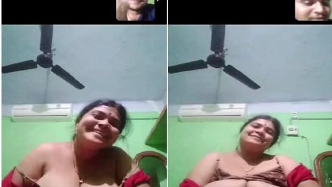 Mature MILF milky boobs show on viral video call