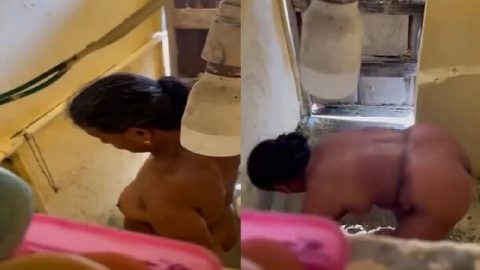 Mature big ass mom ready to take naked bath