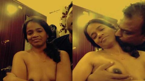 Mature couple nude foreplay sex under disco lights