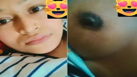 Selfie video call of sexy girlfriend showing nude body