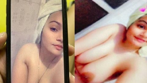 Shower head towel girl nude big boobs viral show