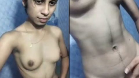 Skinny Desi girl showing her naked body for BF
