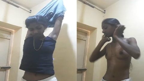 Slim Tamil girl sex tease nude show before bath