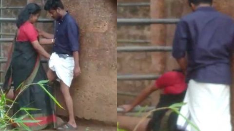 South Indian girl giving handjob blowjob outdoors caught on cam