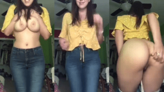 Sexy Girl Lifts Top Grabs Boobs And Spanks Ass
