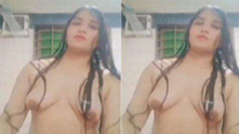 Tall village Desi girl bathing nude under shower