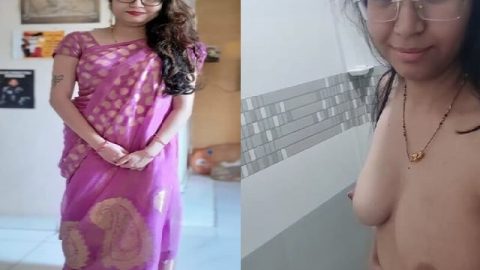 Tattooed wife milking boobs show selfie viral clip