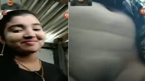 Video call nude posing by cute girlfriend